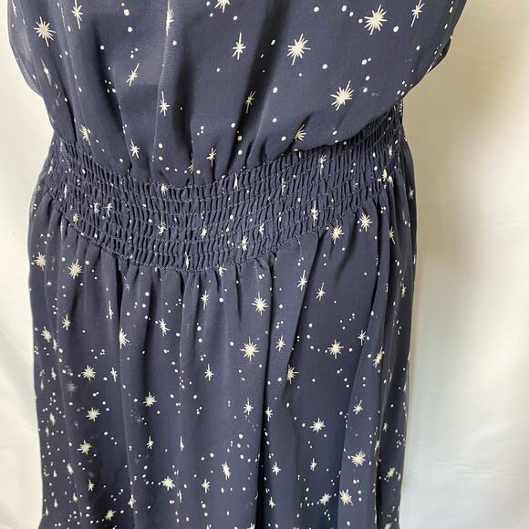 Le Lis Blue Galaxy Star Smocked Waist Casual Flowy Mini Dress Womens - Picture 8 of 11